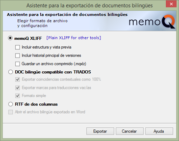 Exportación de documentos bilingües en memoQ